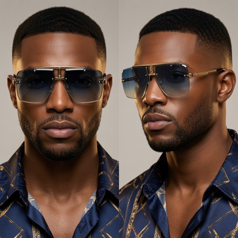 Mens Fashion Classic Sunglasses Gold Green‎ Yellow Gradient Lens UV400 Driving